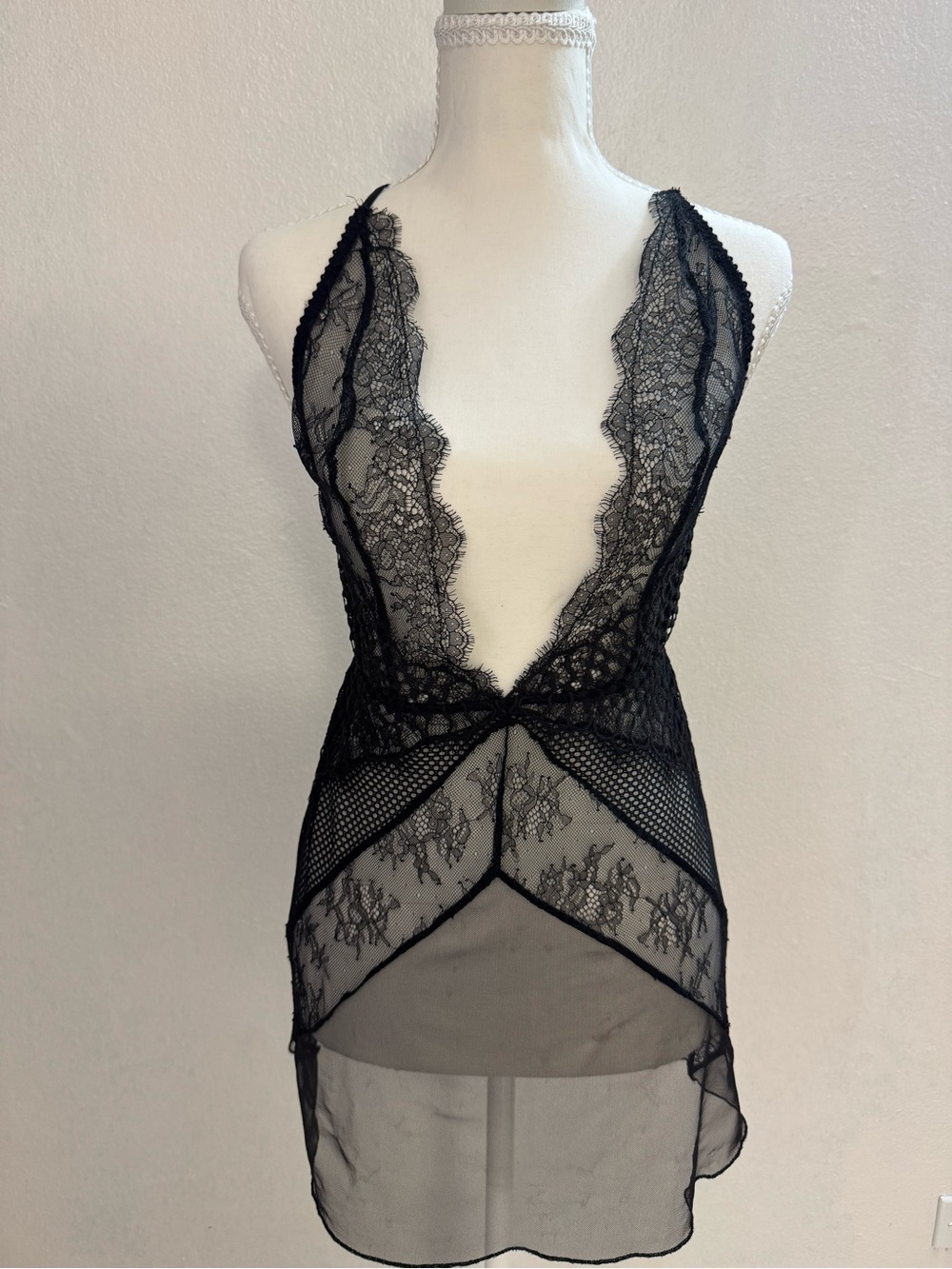 Victoria's Secret Black Lace Plunge Chemise